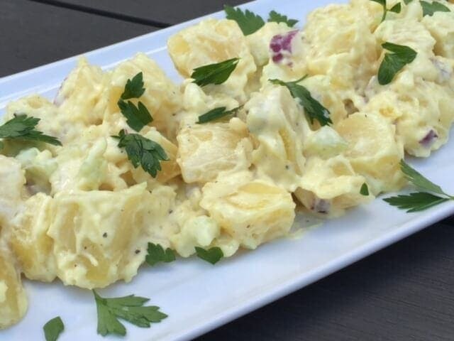 close up of potato salad