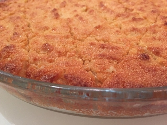 close up of the dessert in a pyrex dish