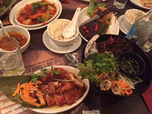 a variety of main dishes on the table