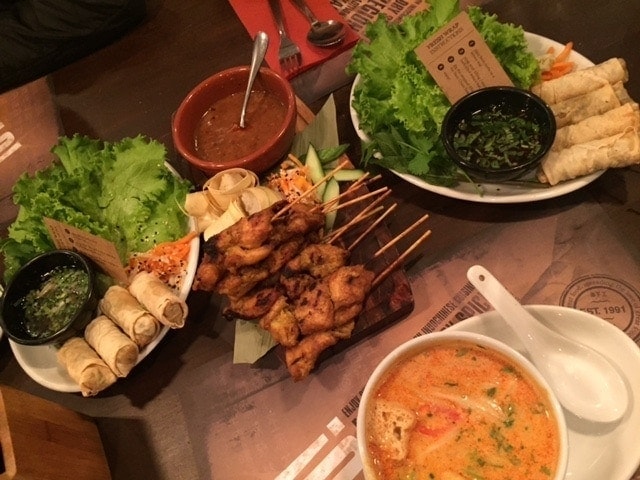 a variety of starters on the table