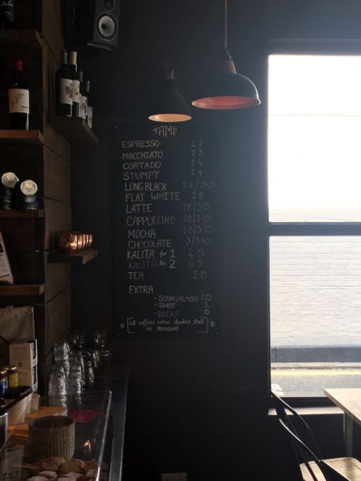 menu on the wall