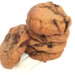 Tower of chocolate chip cookies