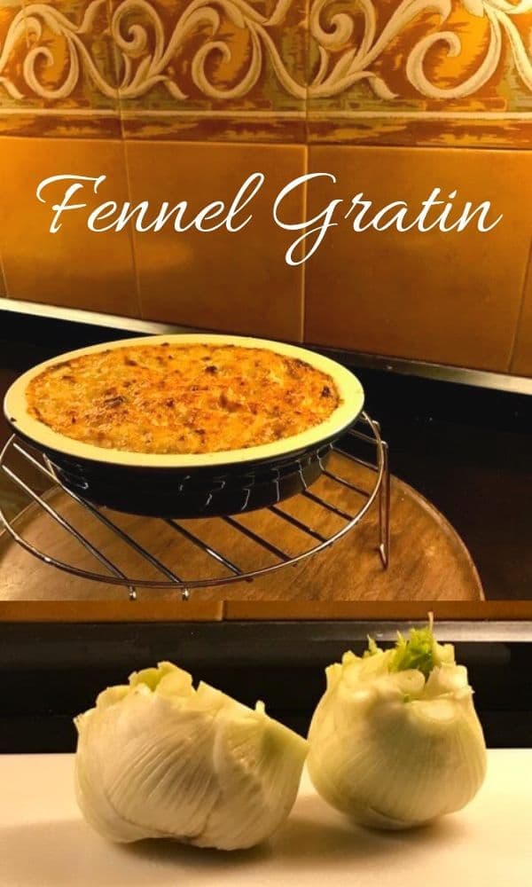 Pin image fennel and gratin with text overlay