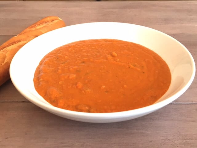 borlotti bean soup in white soup bowl