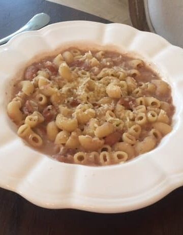 bean soup in white bowl