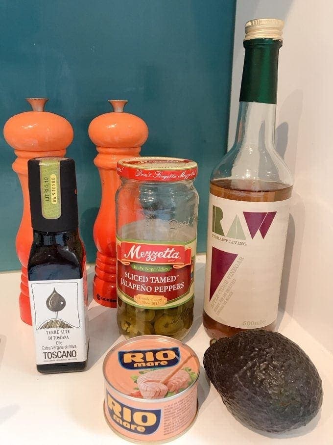 ingredients for the recipe on a white counter