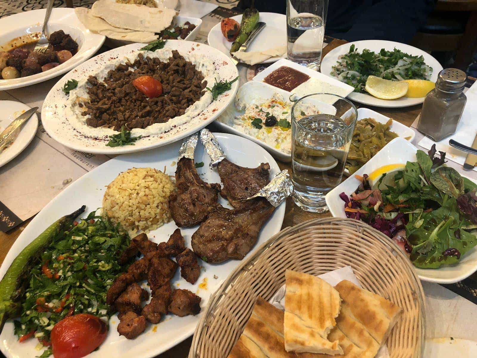 Table spread of dishes