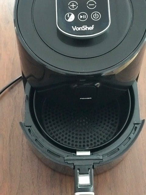 View of basket of air fryer