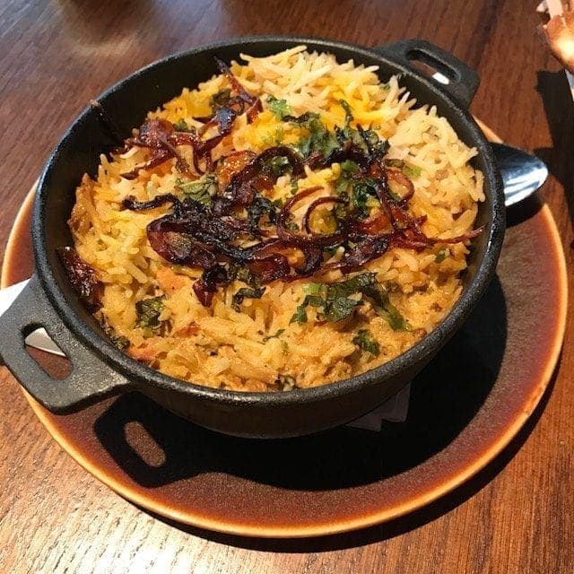 Small serving bowl of biryani