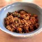 mince in a small blue bowl