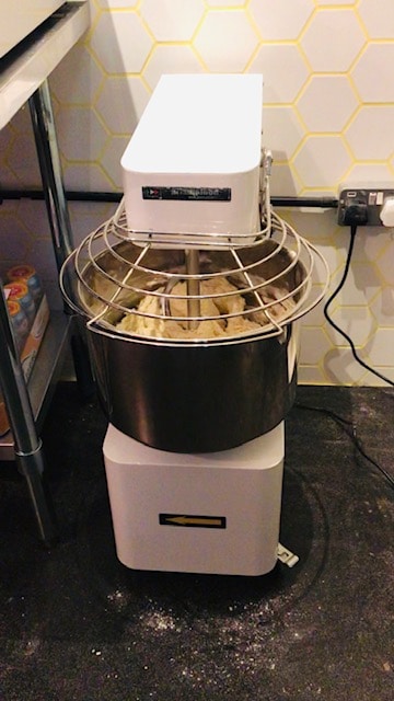 making the dough in a mixer