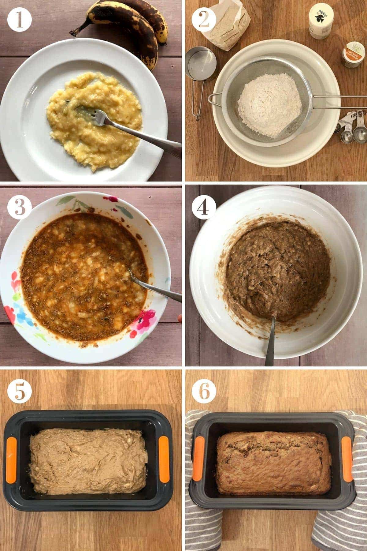 process shots of banana bread