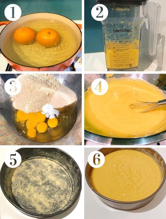 process shots to make orange and almond cake
