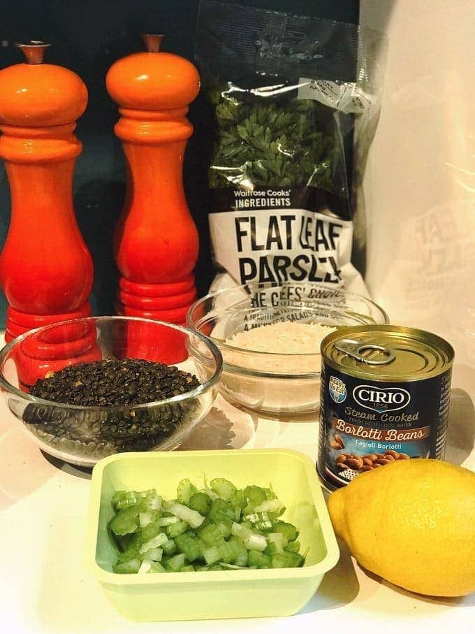 Ingredients for Puy Lentil Salad