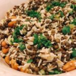 puy lentil salad close up in dish