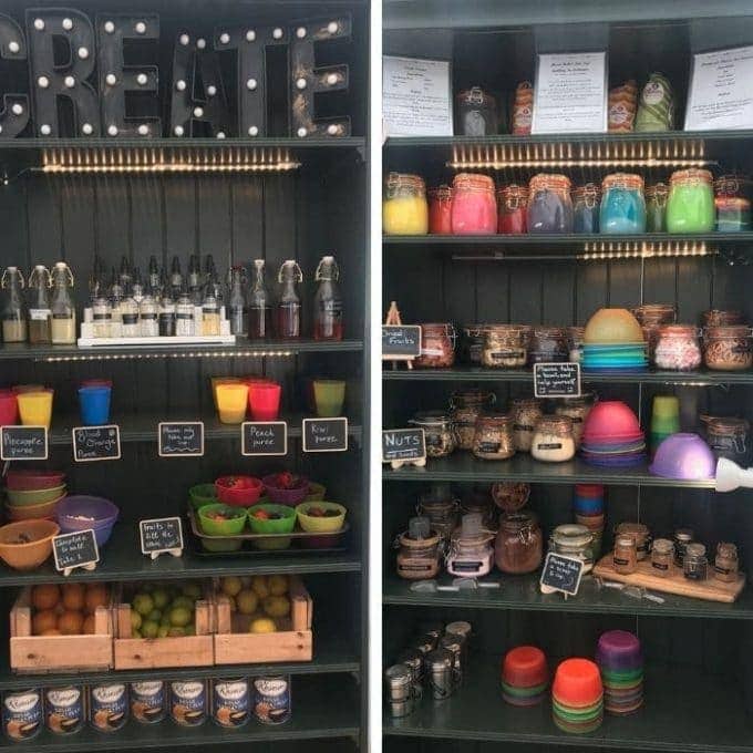 Shelves with ingredients