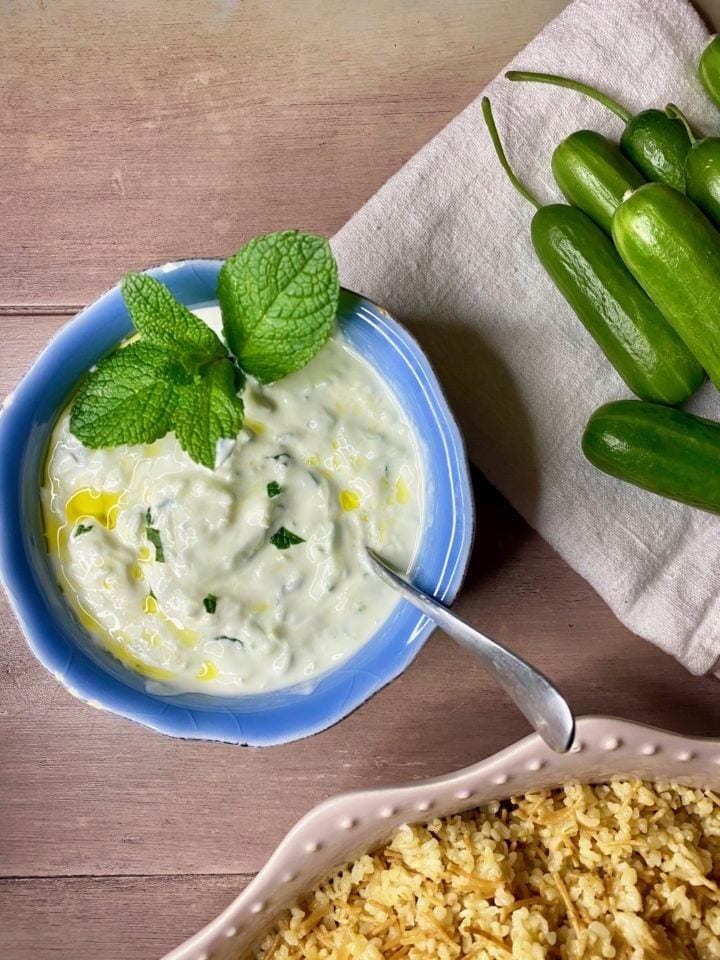 Cacik in a blue bowl