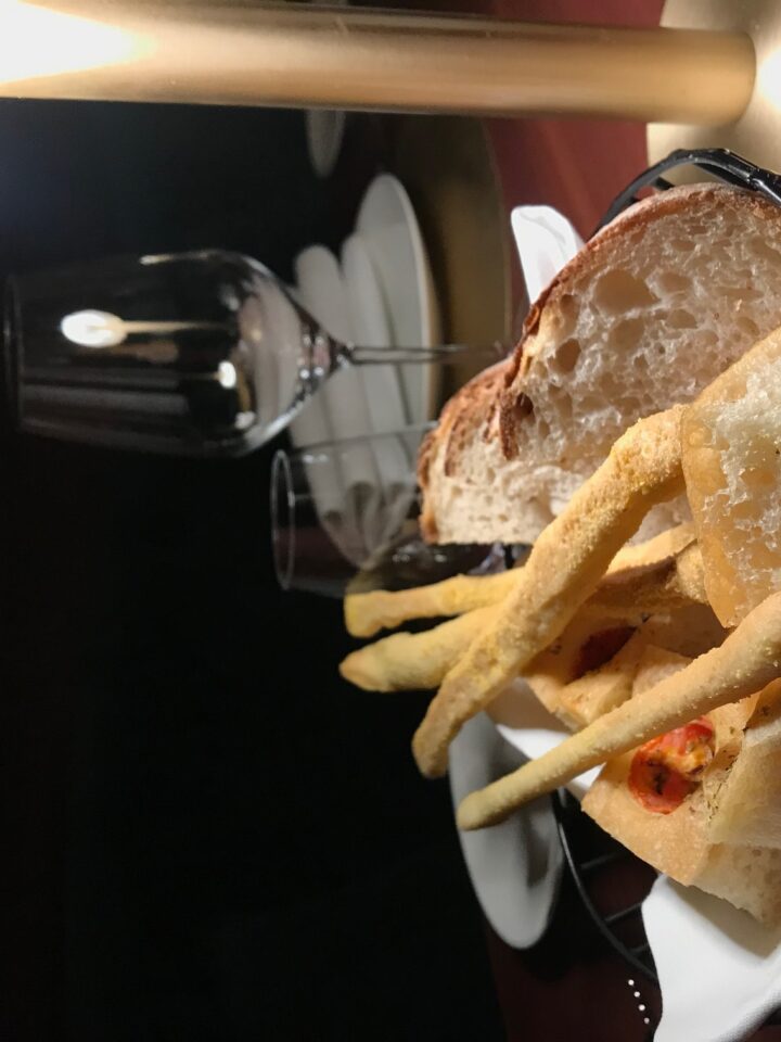 Bread basket on table