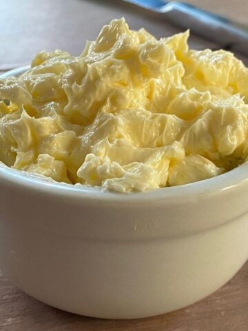 whipped butter in a small white bowl