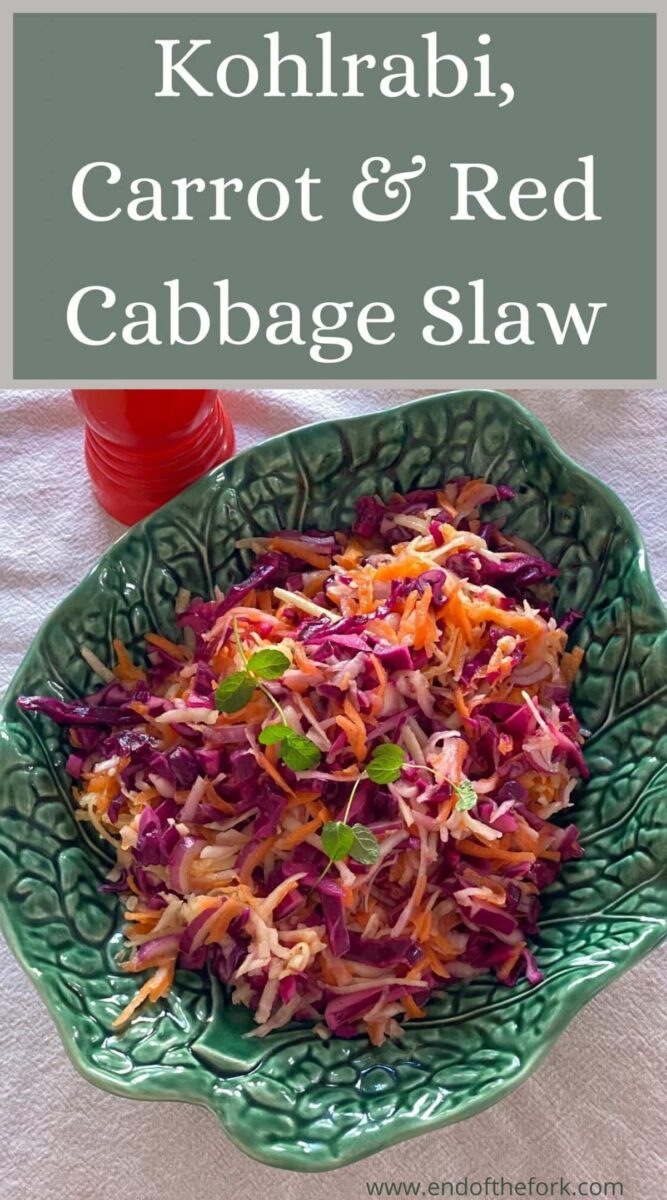 Pin featuring Kohlrabi slaw with text overlay