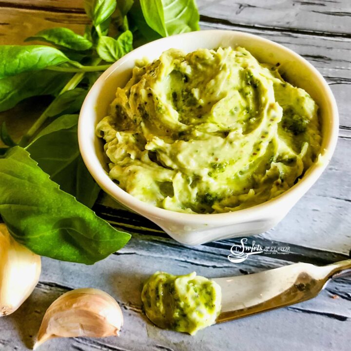 green butter in small white dish