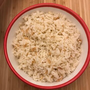 Turkish rice in a bowl on a table