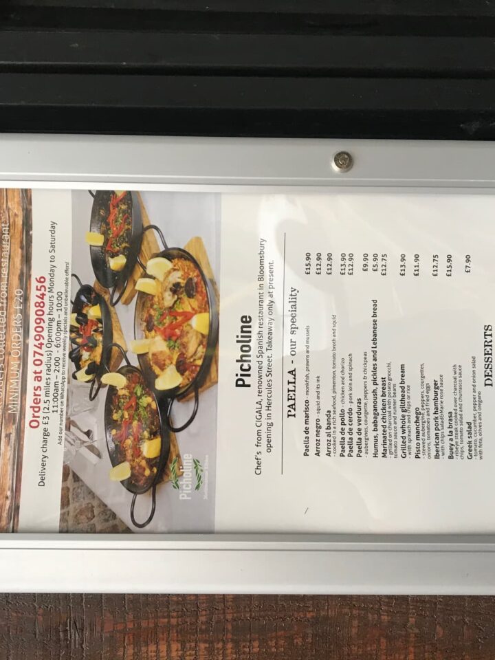 Picholine menu outside restaurant