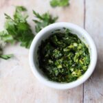 Gremolata in small white bowl