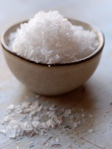 coarse salt in a small bowl
