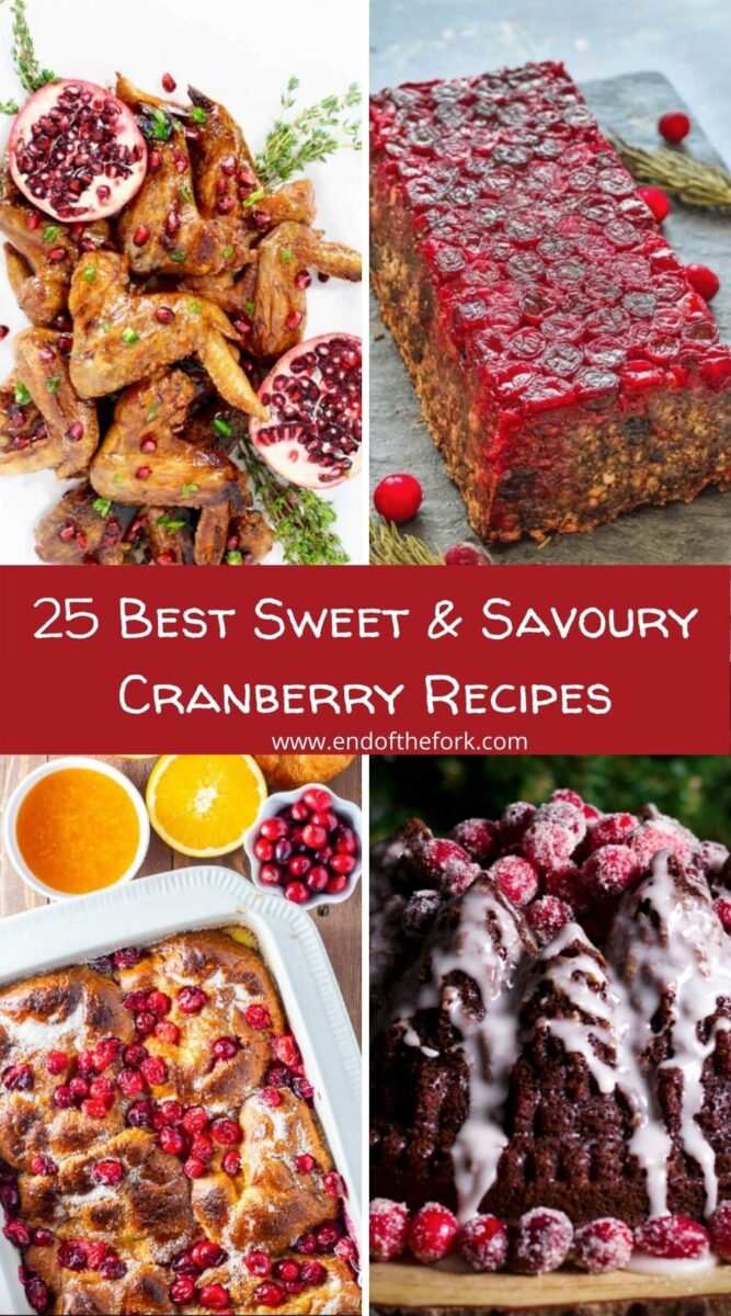 pin of 4 images from cranberry recipes roundup