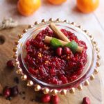 close up of cranberry sauce in glass bowl