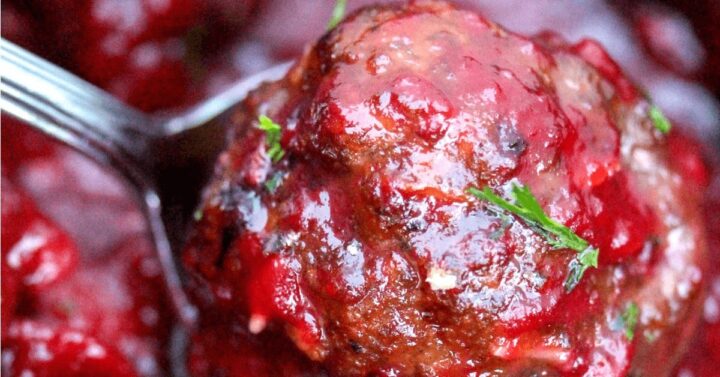 close-up of meatball with sauce