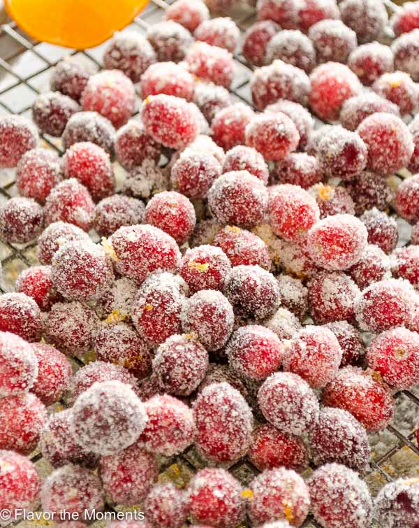 close-up of sugar coated cranberries