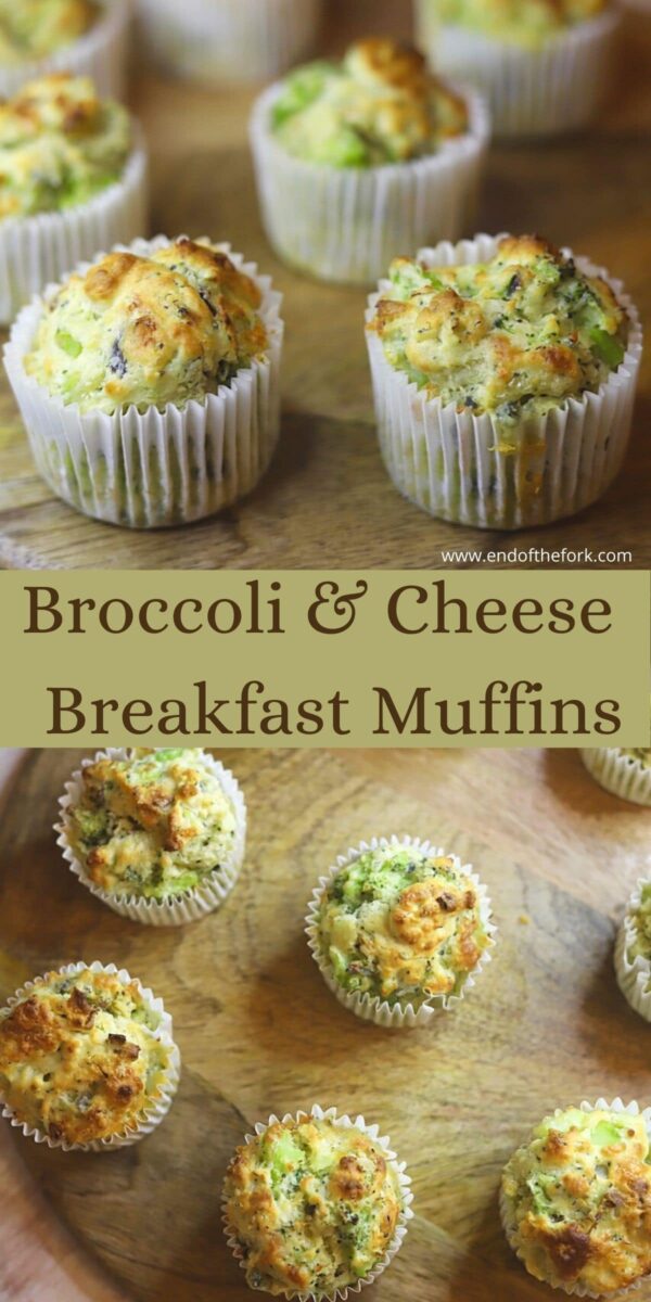 pin images of broccoli muffins with side view