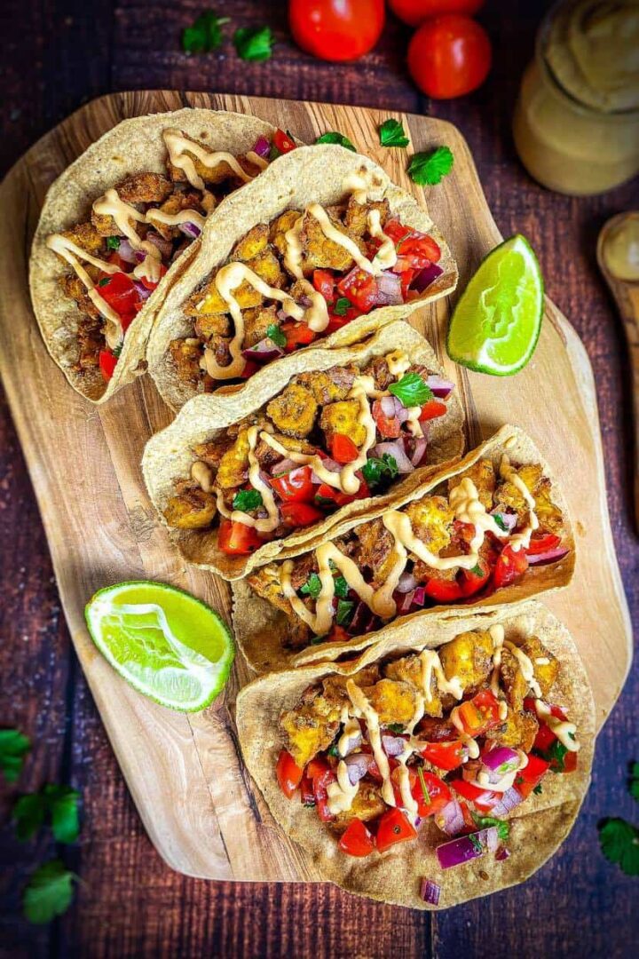 Image of a platter of vegan tacos.