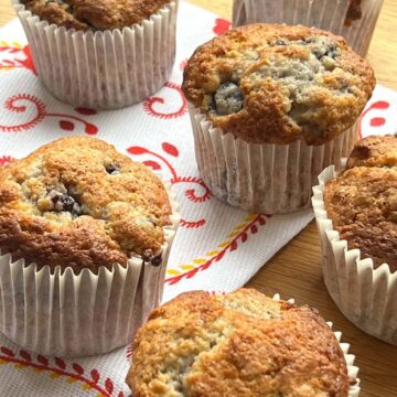 Close up of cherry muffins.