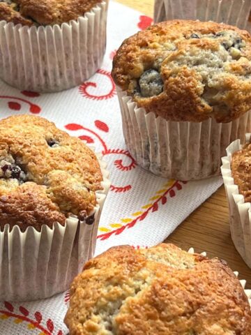 Close up of cherry muffins.