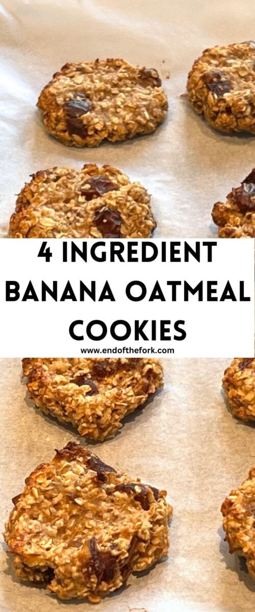 Pin image of banana oatmeal cookies.