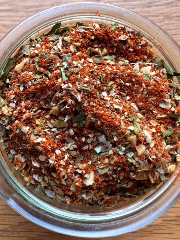 Creole seasoning in glass bowl.