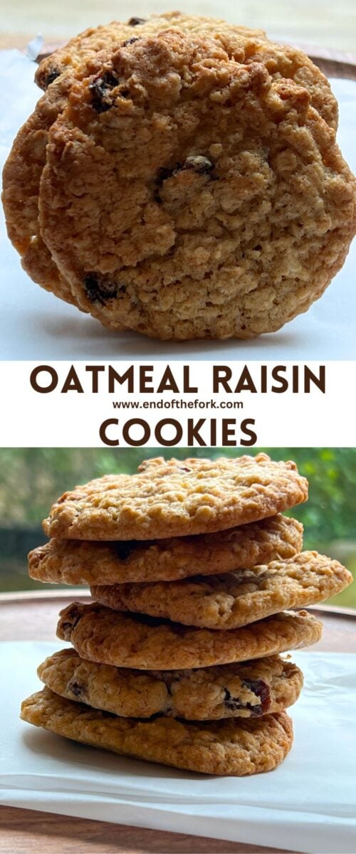 Pin images of oatmeal raisin cookies.