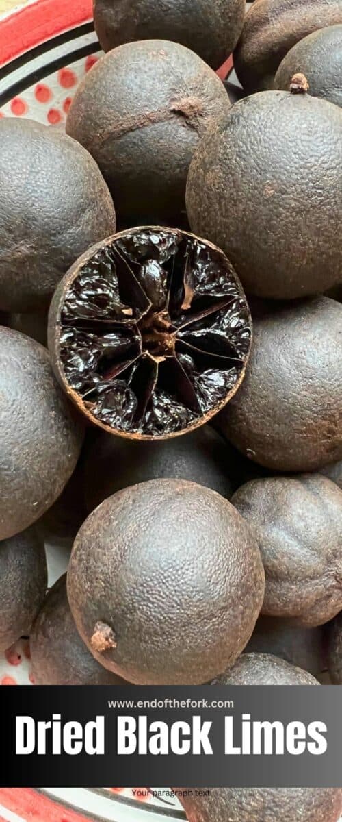 Pin image of dried black limes.